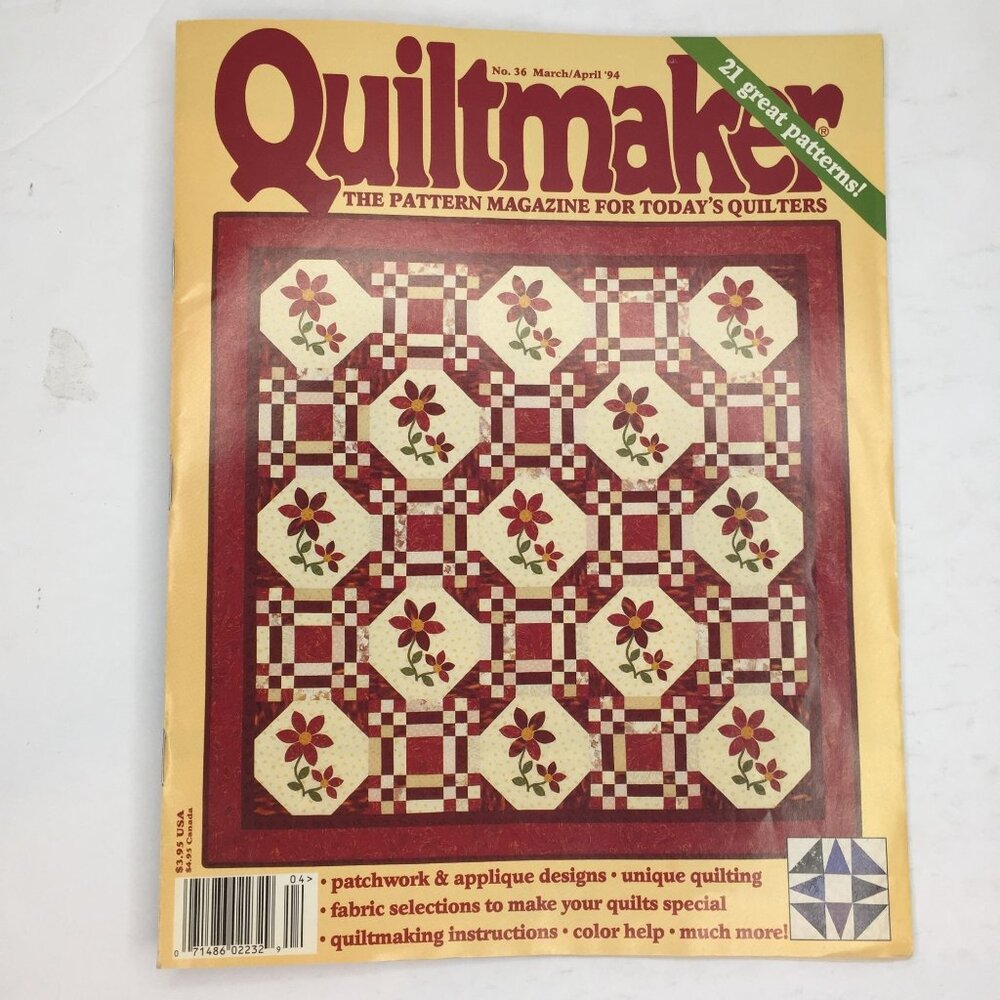 Vintage Quiltmaker Magazine No 36 March/April 1994 Quilt Patterns Designs Ideas
